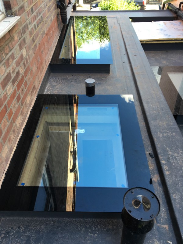 Multiple flat roof skylights on extension in Clerkenwell